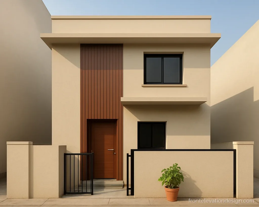 WPC front elevation with a panel door surround and vertical grooves