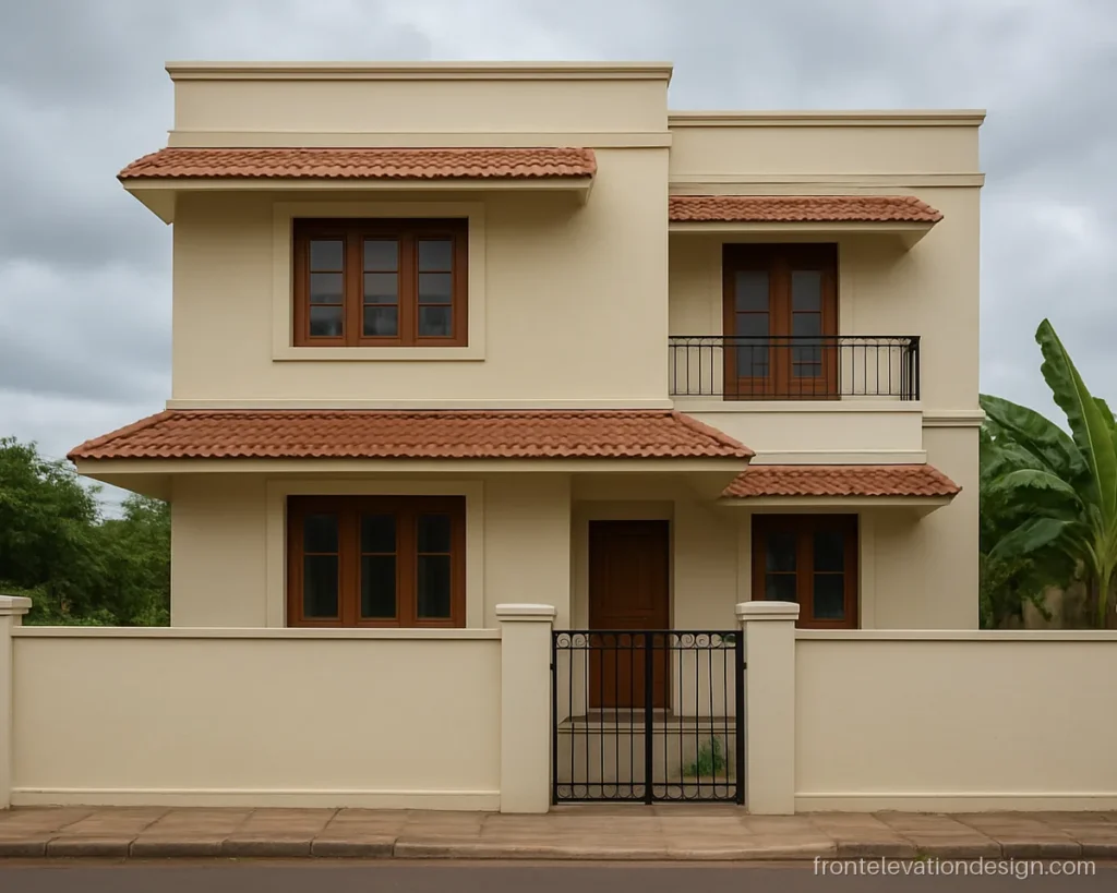 Ghar ka front elevation chhajje ki design with a slanted tiled chhajja over windows