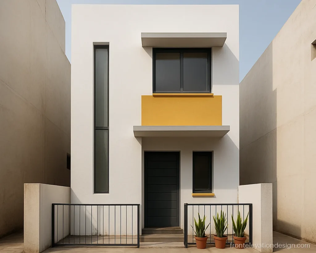 Double floor front elevation on a 20 ft plot with a tall staircase slit window
