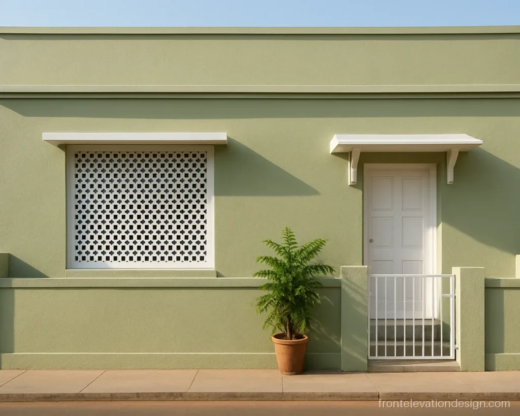 PVC jali design for front elevation in white over a ground floor window