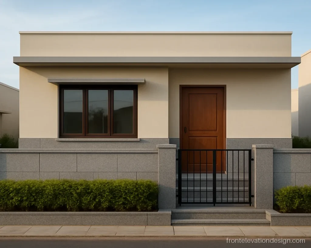 Front wall elevation granite design with grey granite on the plinth and gate wall